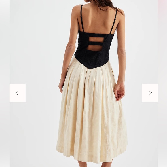 Free People Green/black corset Salvador balletcore chic romantic midi dress M - Picture 2 of 13